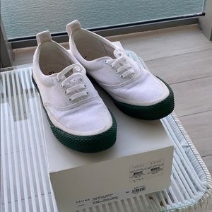 Celine white sneaker with green sole